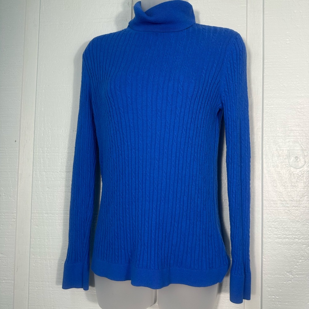 Talbots Women’s Blue Turtleneck Sweater Size Medium EUC - Picture 2 of 7
